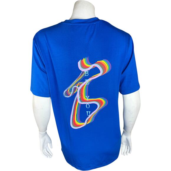 Curations Ty Mayberry Graphic Tee Small Blue Retro Cassette LGBTQ Pride NWT - Picture 4 of 14